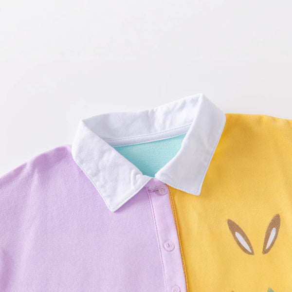 Kids and Toddlers Colorful Patchwork Bunny Polo Dress