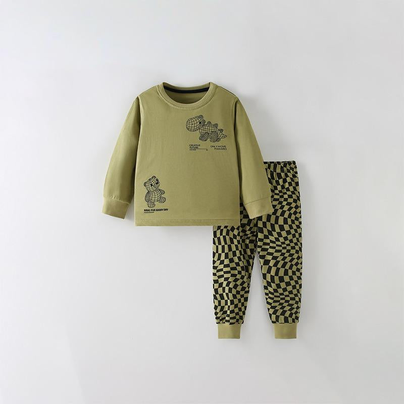 Toddler & Kids Olive Green Geometric Pajama Set - Yarafly
