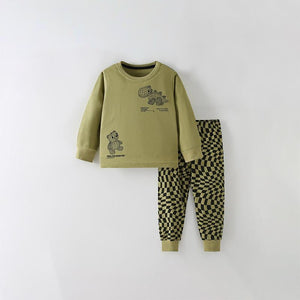 Toddler & Kids Olive Green Geometric Pajama Set - Yarafly