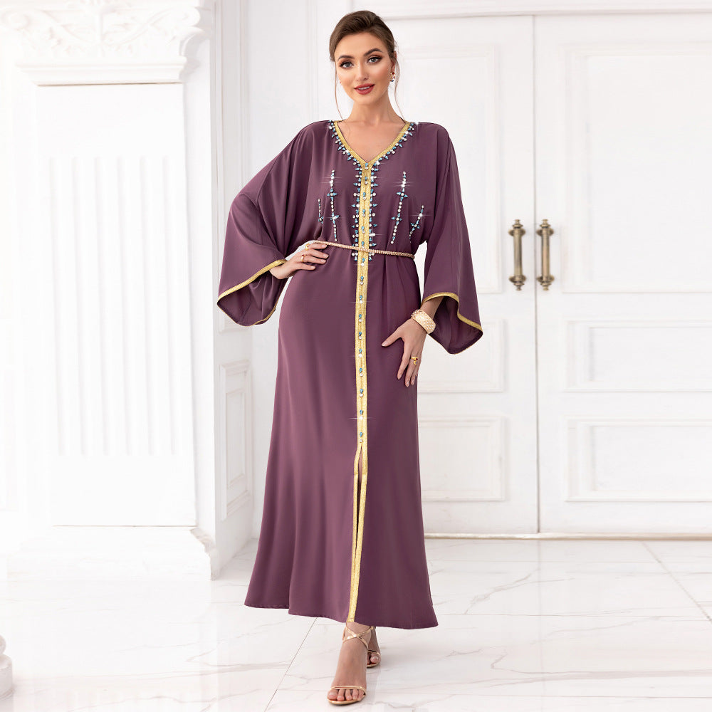 Mauve Silk Jalabiya Dress - Yarafly 