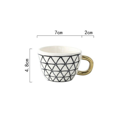 Mediterranean Hand-Painted Geometric Porcelain Espresso Cup - Yarafly 