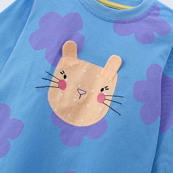 Toddler & Kids Blue Cat Pajama Set with Purple Clouds - Yarafly