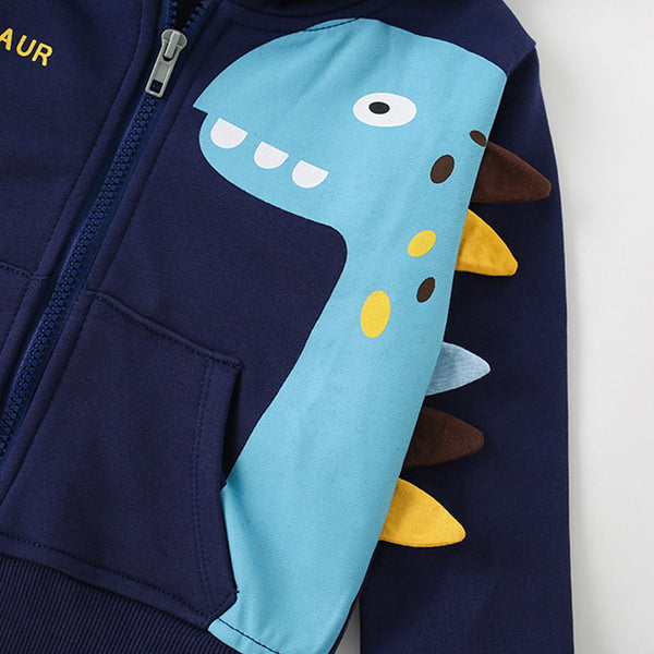 Toddler & Kids Navy Dinosaur Zip-Up Hoodie - Yarafly