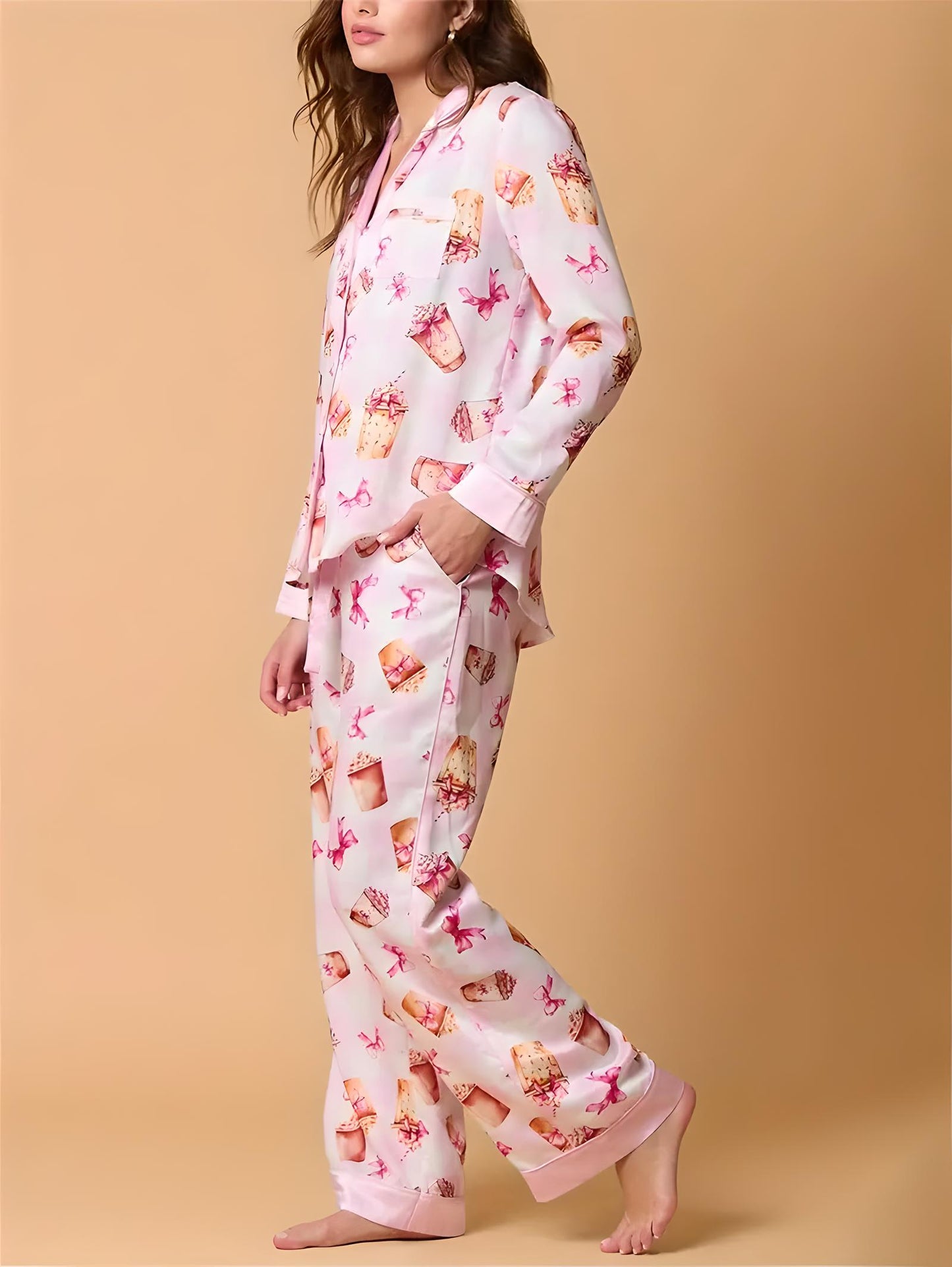 Women's Luxury Holiday Pajama Set | Button-Up PJs | Classic Piping Detail - Yarafly 