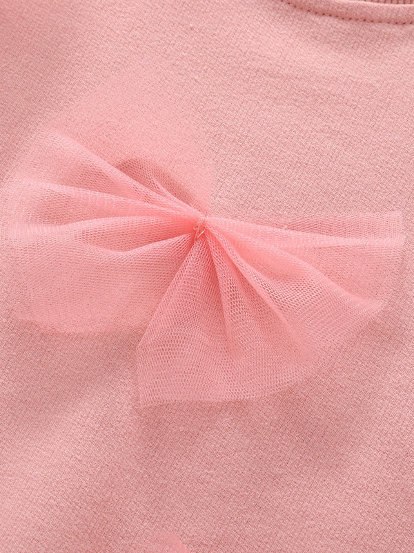 Toddler & Kids Pink Tulle Bow Sweatshirt (Ages 3T–8T)