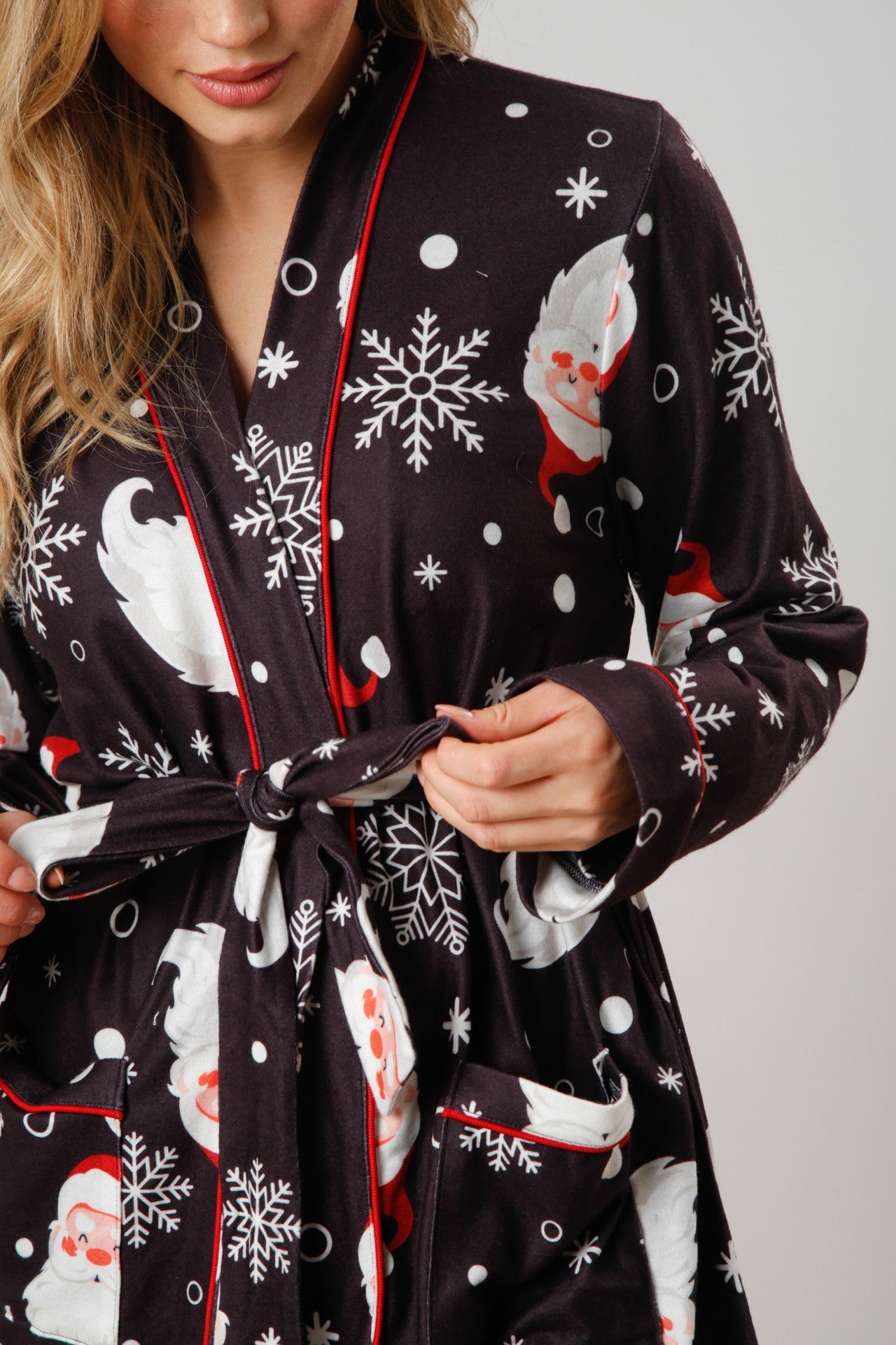 Holiday Print Satin Pajama Sets | Santa & Candy Cane PJs | Christmas Loungewear - Yarafly 