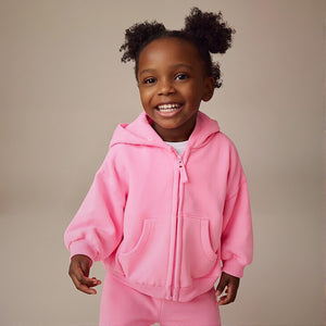 Toddler & Kids Pink Zip-Up Hoodie Jacket (2T–7T)