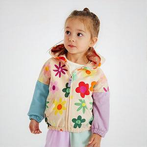 Toddler & Kids Colorful Flower Print Zip-Up Hoodie Jacket (2T-7T)