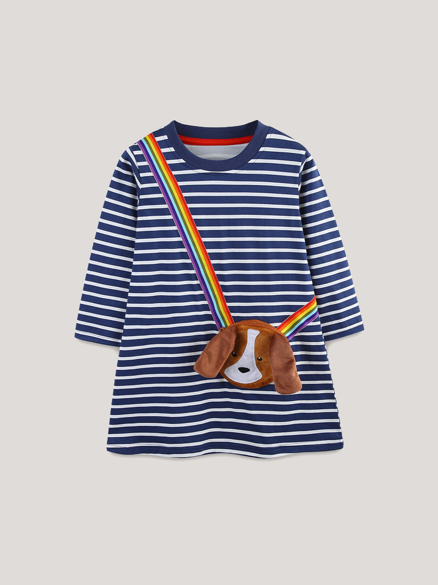 Girls Autumn Striped Long Sleeve Princess Dress - Sizes 2T to 7T