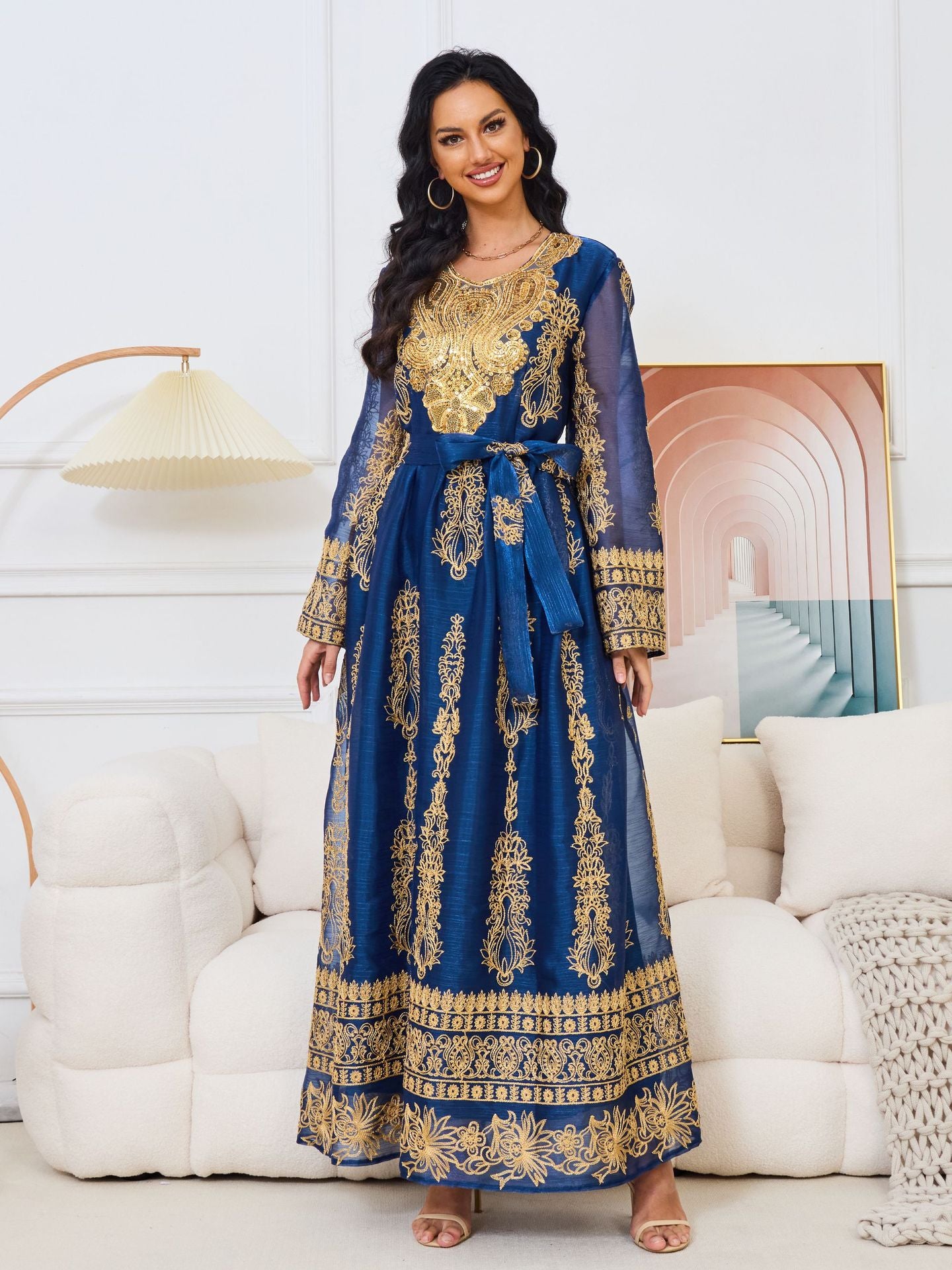 Ghalia Midnight Blue Jalabiya Dress - Yarafly 