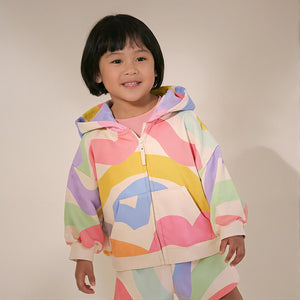 Toddler & Kids Rainbow Color Block Zip Hoodie Jacket (2T–7T)