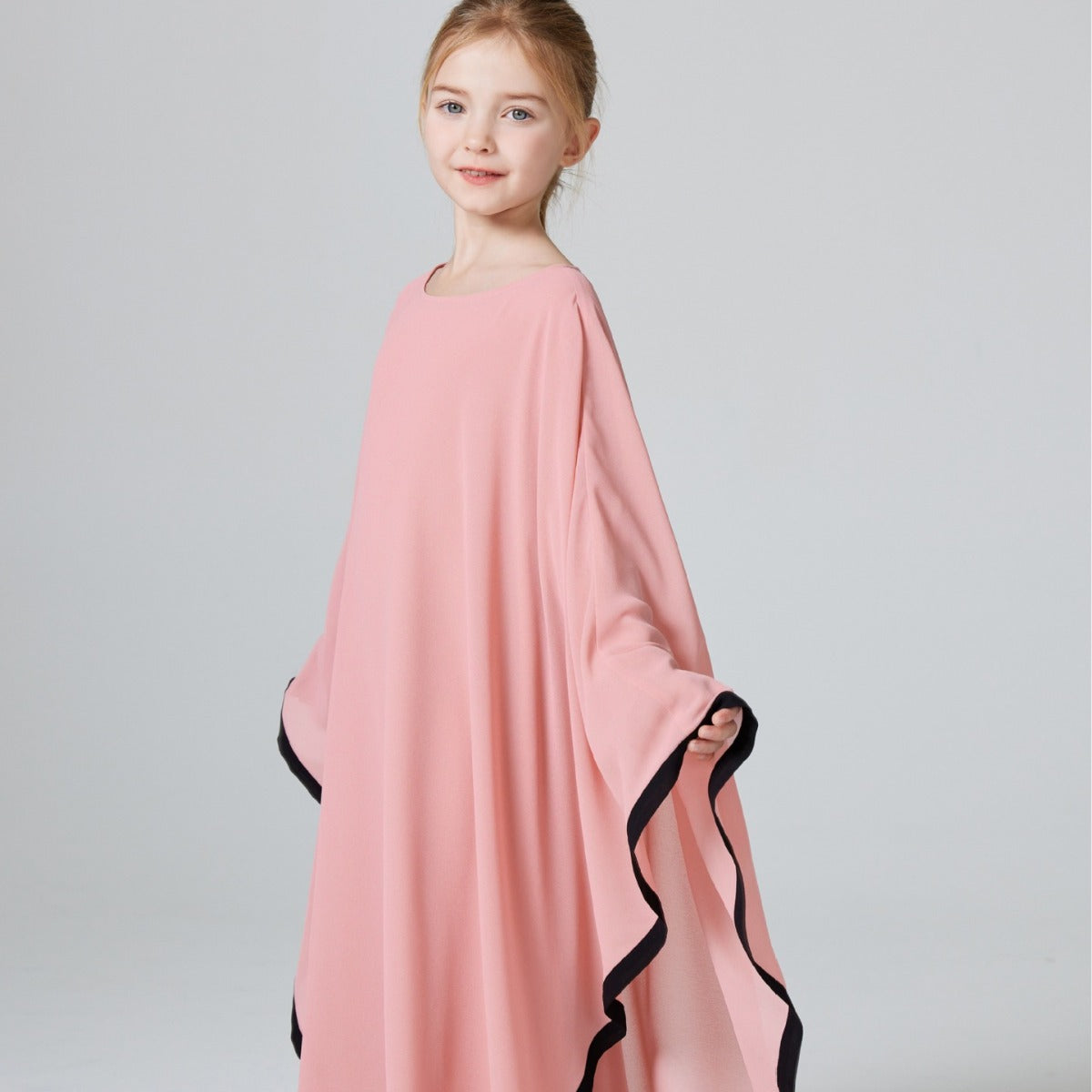 Girls Pink Chiffon Abaya Dress Robe - Yarafly 