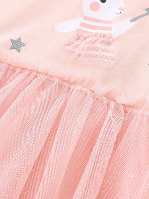 Girls Autumn Little Rabbit Embroidered Long Sleeve Princess Dress - Sizes 2T to 7T