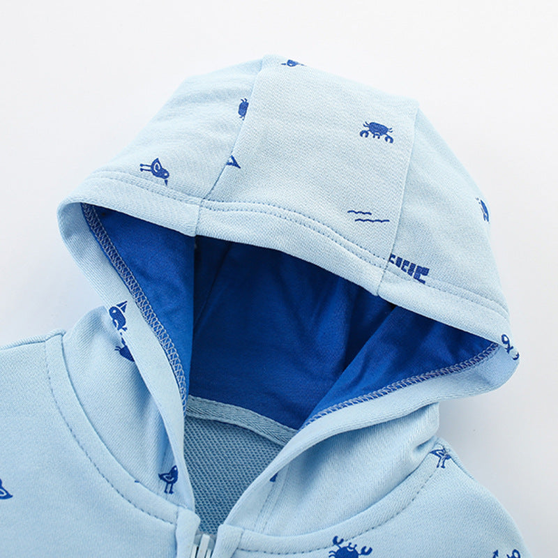 Toddler & Kids Blue Tropical Print Hoodie Jacket (2T–7T)