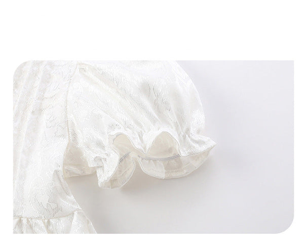 Elegant White Lace Tiered Dress for Girls | Vintage-Inspired Special Occasion Wear