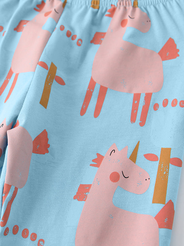 Toddler and Kids Girls Pajama Set - Baby Blue Long Sleeve Loungewear