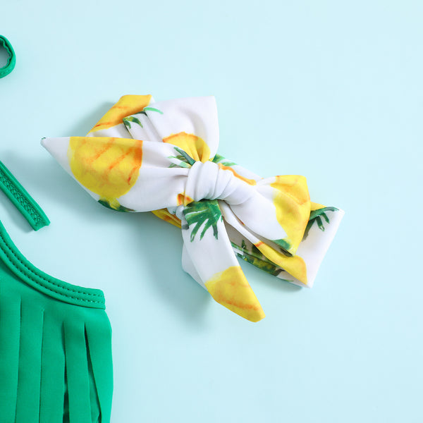 Baby & Toddler Girl Green Fringe Pineapple Bikini Set