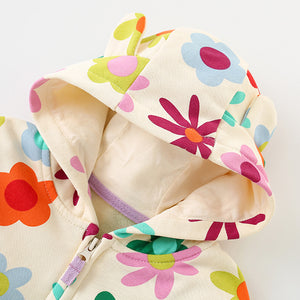 Toddler & Kids Colorful Flower Print Zip-Up Hoodie Jacket (2T-7T)
