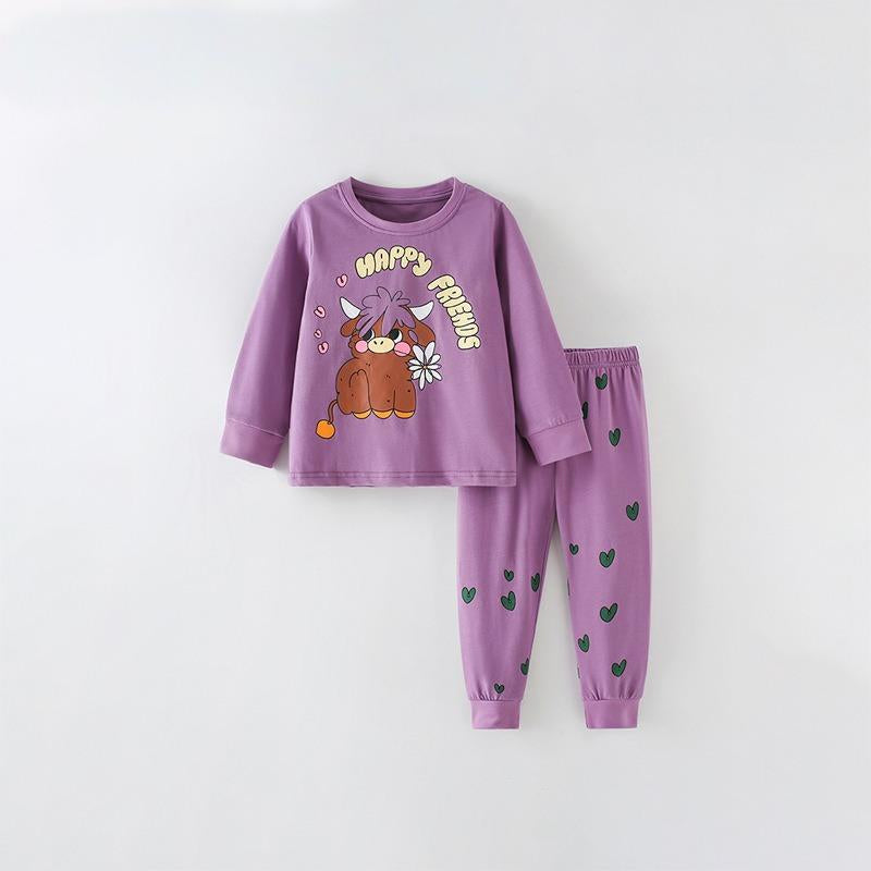 Toddler & Kids Purple "Happy Friends" Pajama Set - Yarafly