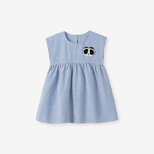 Toddlers & Kids Striped Panda Patch Dress