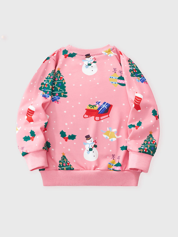 Pink Christmas Sweatshirt for Toddler and Kids Girls
