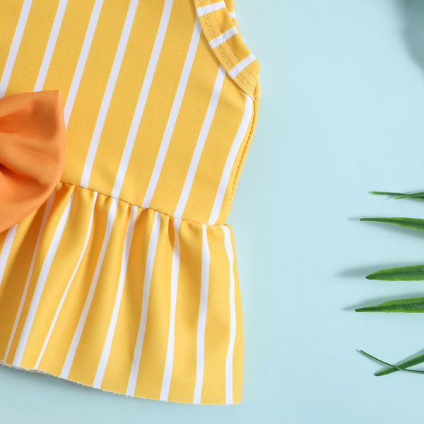 Baby & Toddler Girl Yellow Stripe Bow Bikini Set