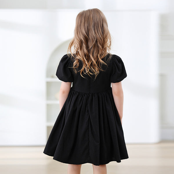 Girls Classic Cotton Square Neck Dress