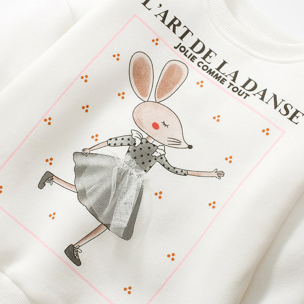 Toddler & Kids White Bunny Ballerina Sweatshirt - Yarafly
