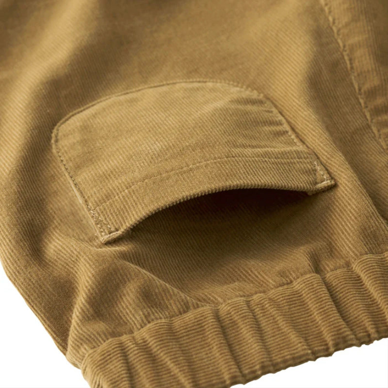 Baby, Toddler & Kids Happy Bear Corduroy Pants Roll-Up Bottoms with Pocket Details for Boys