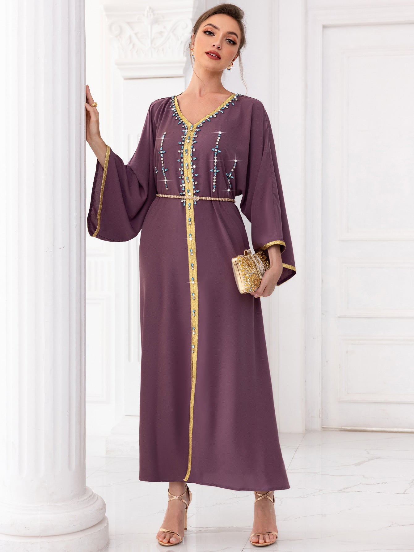 Mauve Silk Jalabiya Dress - Yarafly 