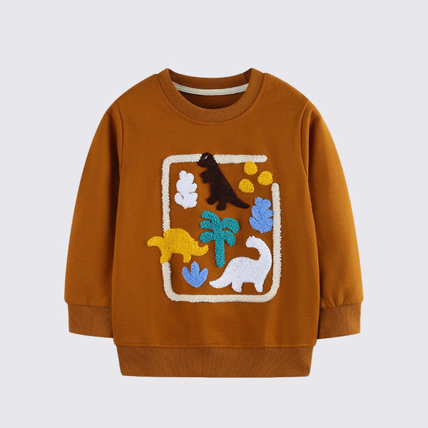 Toddler & Kids Brown Dinosaur Sweatshirt (2T–7T)