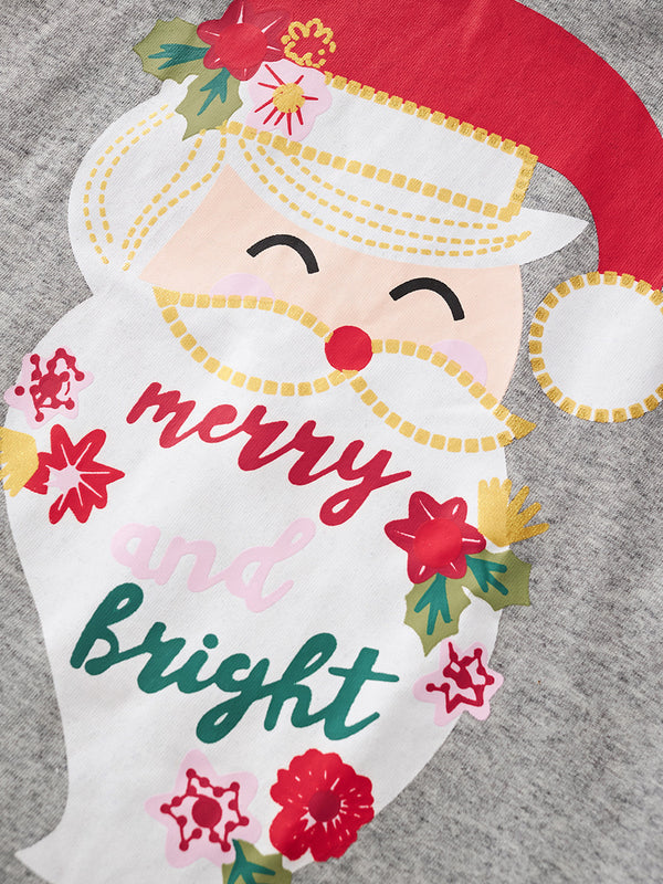 Toddler & Kids "Merry and Bright" Santa Top and Red Plaid Leggings Set (3T–8T)