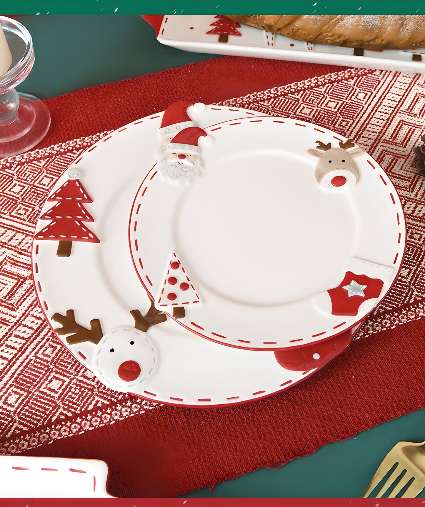 Christmas Ceramic Collection: Santa & Reindeer Holiday Tableware - Yarafly 