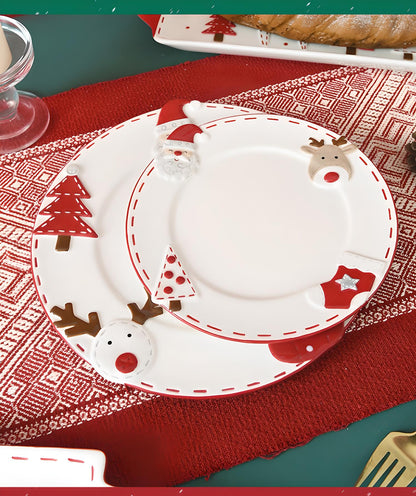 Christmas Ceramic Collection: Santa & Reindeer Holiday Tableware - Yarafly 