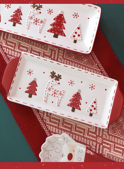 Christmas Ceramic Collection: Santa & Reindeer Holiday Tableware - Yarafly 