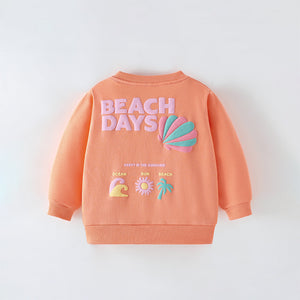 Toddler & Kids Orange "Beach Days" Sweatshirt - Yarafly