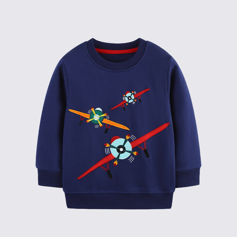Toddler & Boys Navy Airplane Sweatshirt (2T–7T)