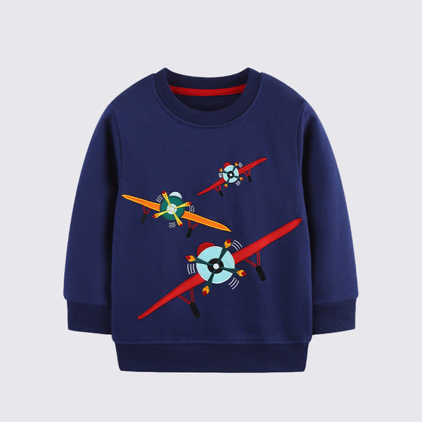 Toddler & Boys Navy Airplane Sweatshirt (2T–7T)