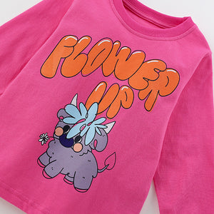 Toddler & Kids Hot Pink "Flower Up" Pajama Set - Yarafly