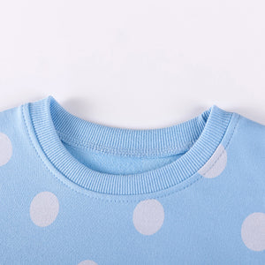 Toddler & Kids Blue Unicorn Polka Dot Sweatshirt with Grey Leggings Outfit - Yarafly