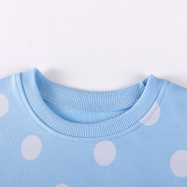 Toddler & Kids Blue Unicorn Polka Dot Sweatshirt with Grey Leggings Outfit - Yarafly