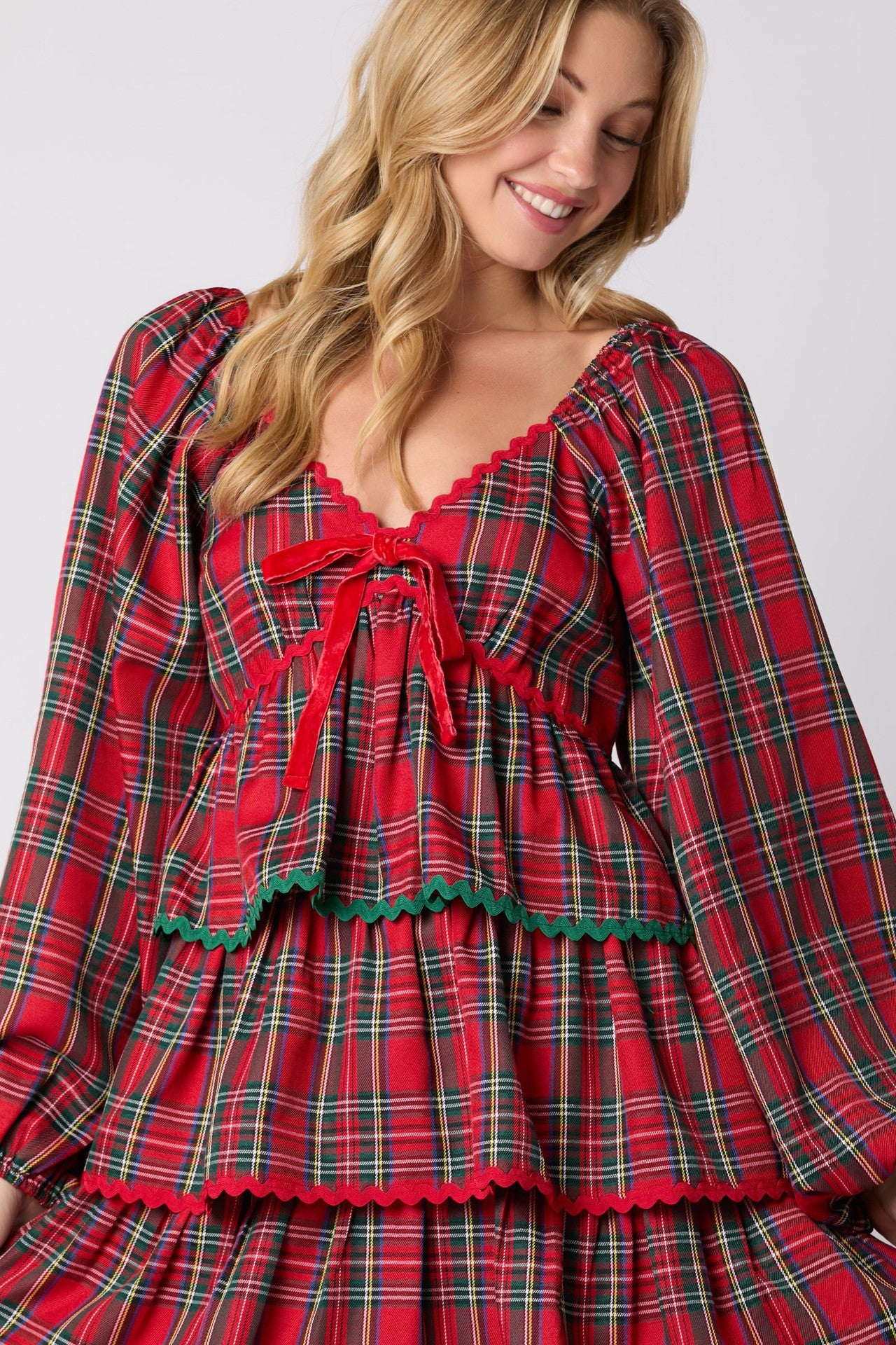 HIGHLAND ROMANCE | Tiered Plaid Mini Dress | Holiday '24 Collection - Yarafly 