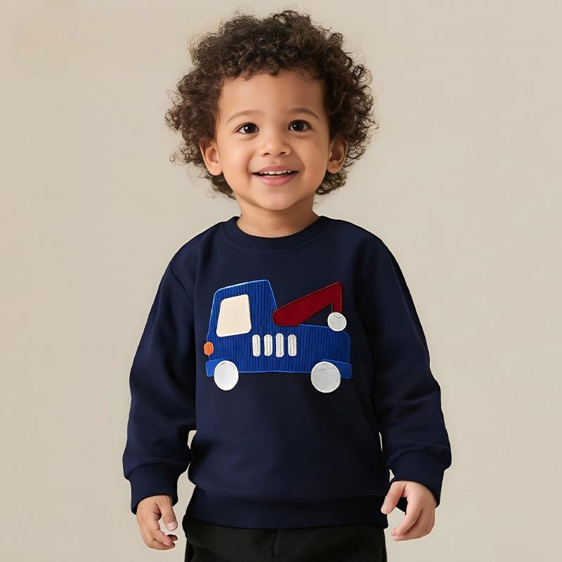 Toddler & Kids Navy Blue Tow Truck Sweatshirt (2T–7T)