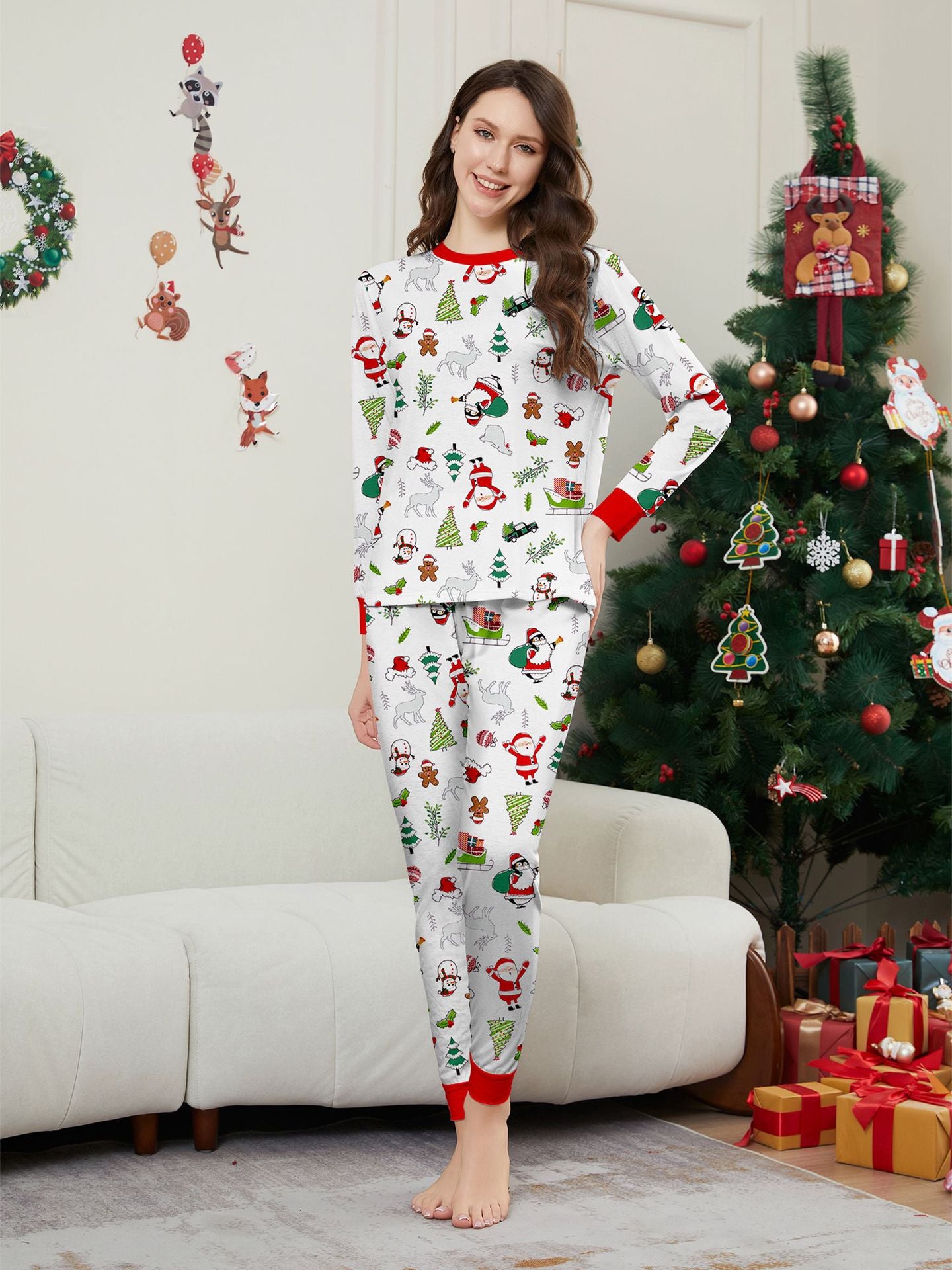 Christmas Fun Matching Family Pajama Set | Santa & Friends Holiday PJs Collection - Yarafly 