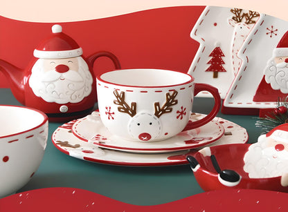 Christmas Ceramic Collection: Santa & Reindeer Holiday Tableware - Yarafly 