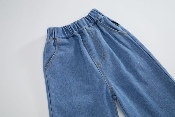 Toddler & Kids Girl Denim Pants with Lace Trim