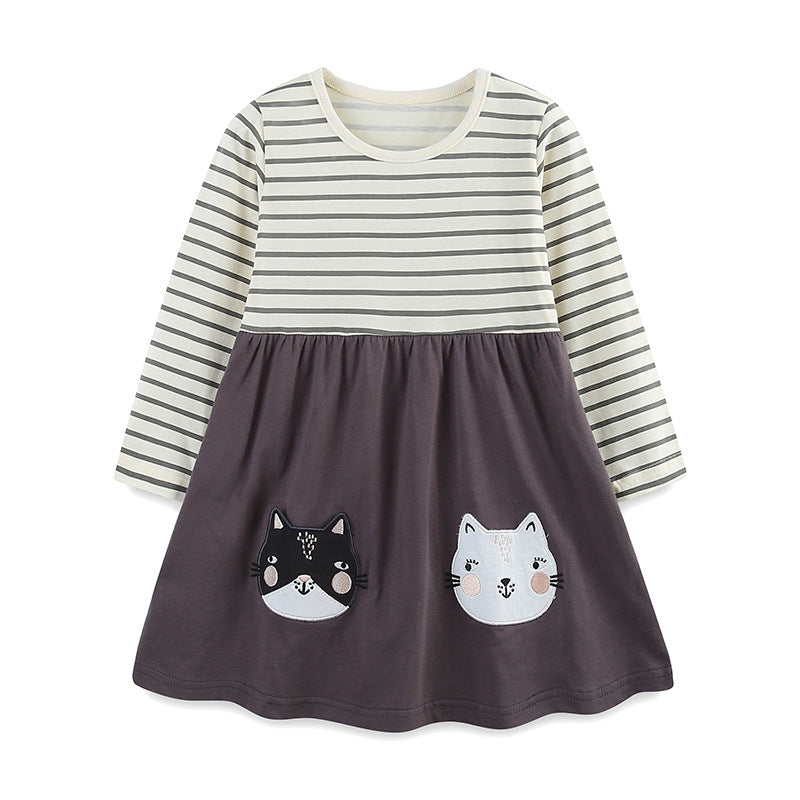 Girls Autumn Long Sleeve Embroidered Princess Dress - Sizes 2T to 7T