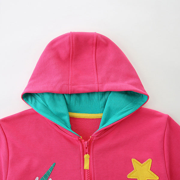 Pink Unicorn Toddler & Kids Zip Hoodie Jacket(2T–7T)