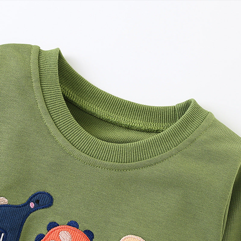 Toddler & Kids Green Dinosaur Sweatshirt Set – 2 Piece Outfit - Yarafly