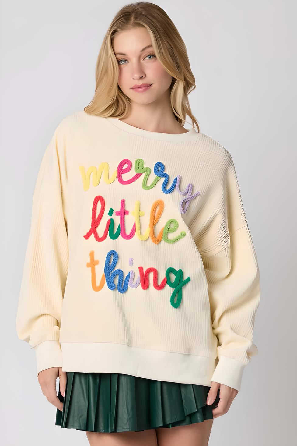 Merry Little Thing Sweater | Rainbow Holiday Pullover | Christmas Fashion - Yarafly 